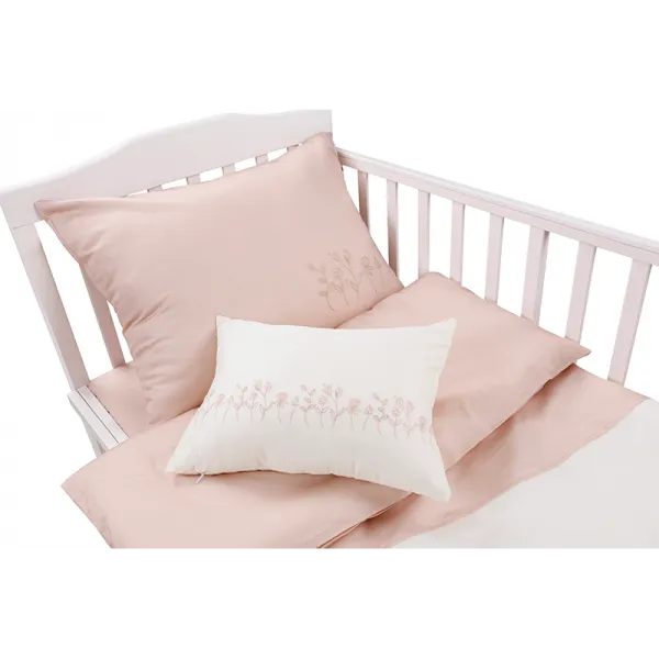 Mini Manilla Baby Asymmetrical Design Crib Set in Ecru/Dusty Rose