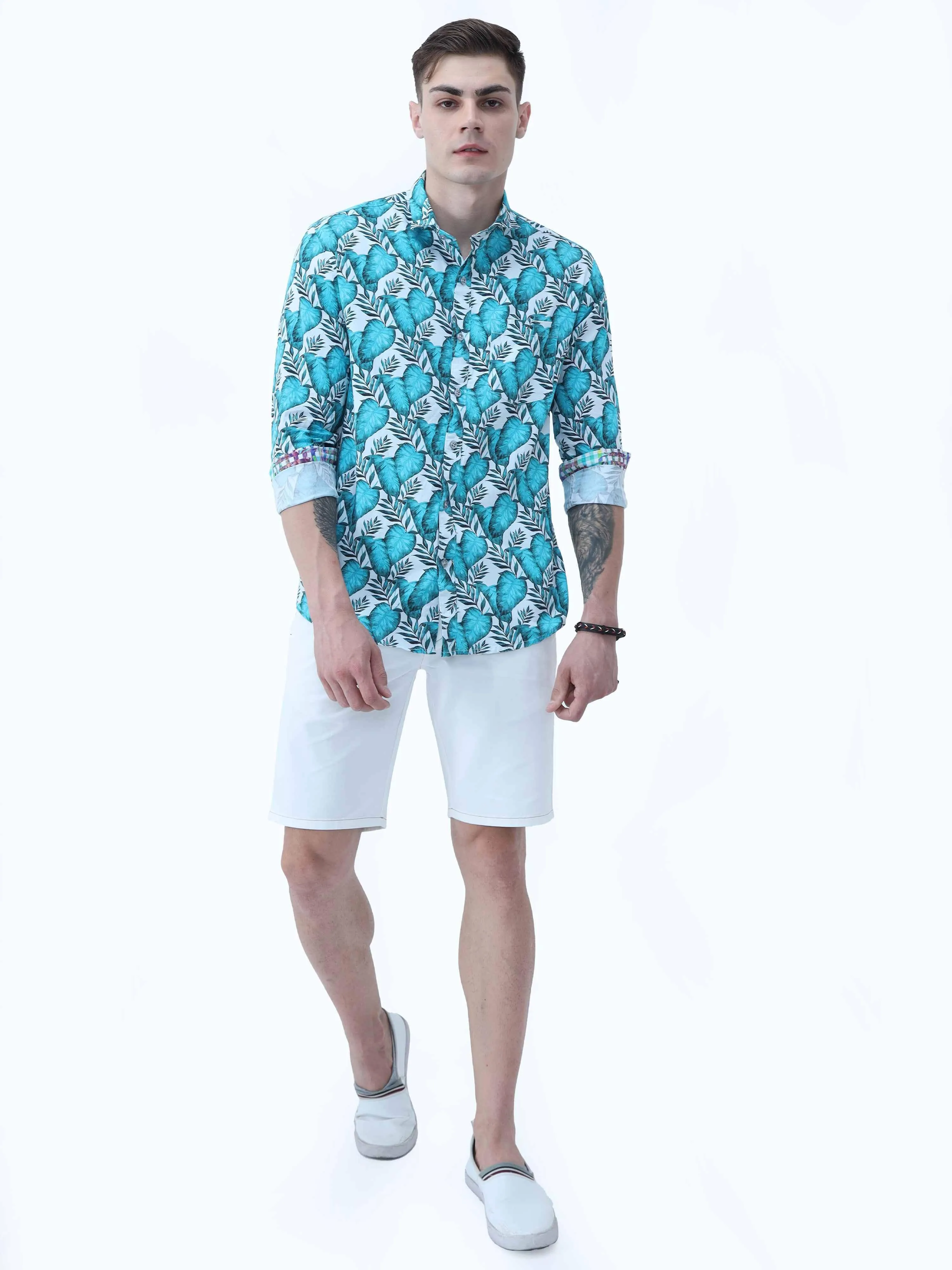 Monsoon Leaf Digital Printed Full Shirt