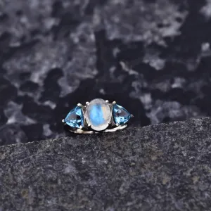 Mystic Blue Moon - Moonstone & Blue Topaz Ring