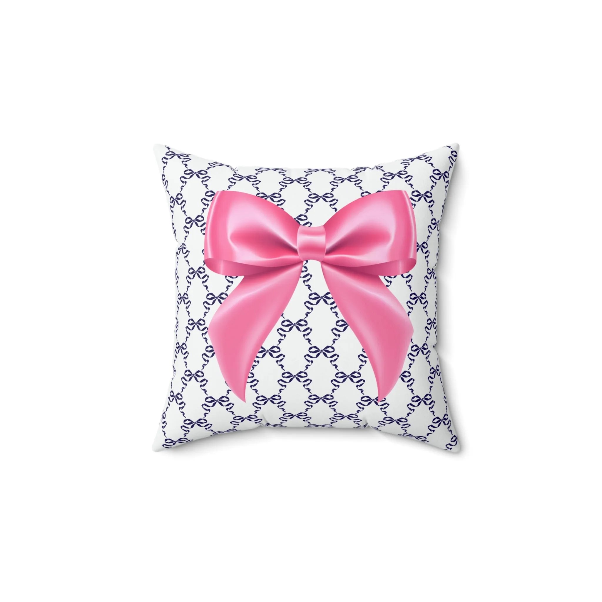 Navy and Pink Coquette Bow Pillow Cover Only