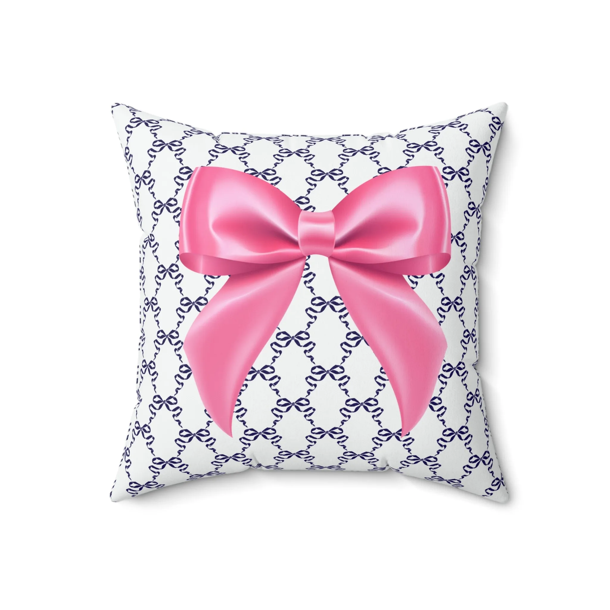 Navy and Pink Coquette Bow Pillow Cover Only