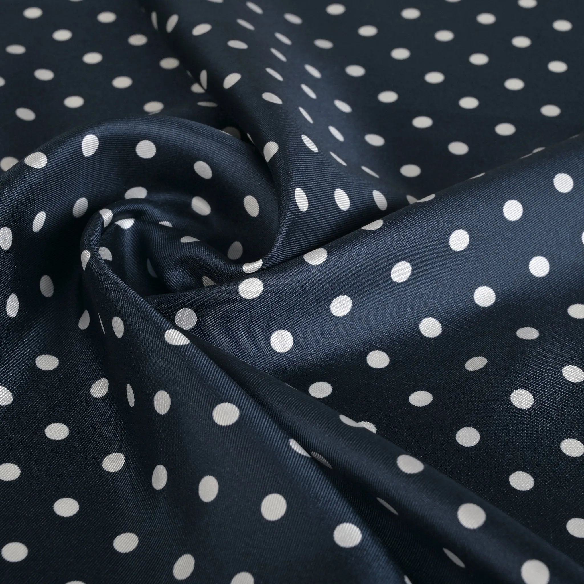 Navy Polka-Dot Satin Fabric 8692