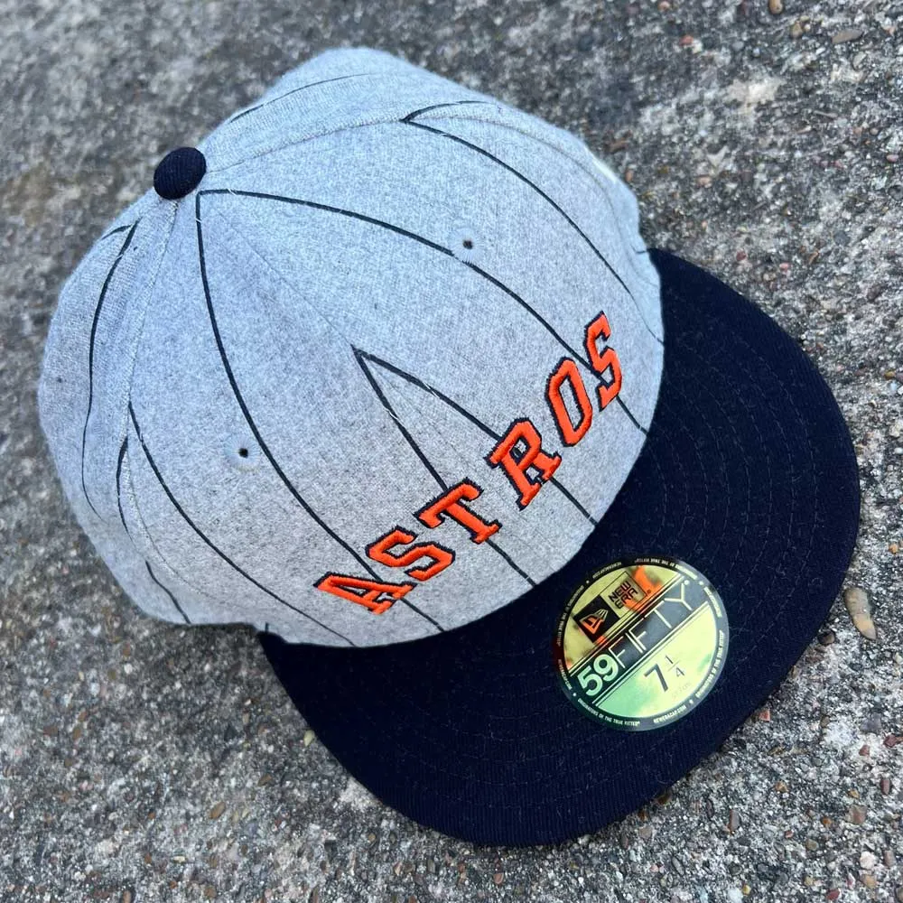 New Era Hat 5950 Houston Astros Heather Pinstripe Gray Light Wool 5950 Day