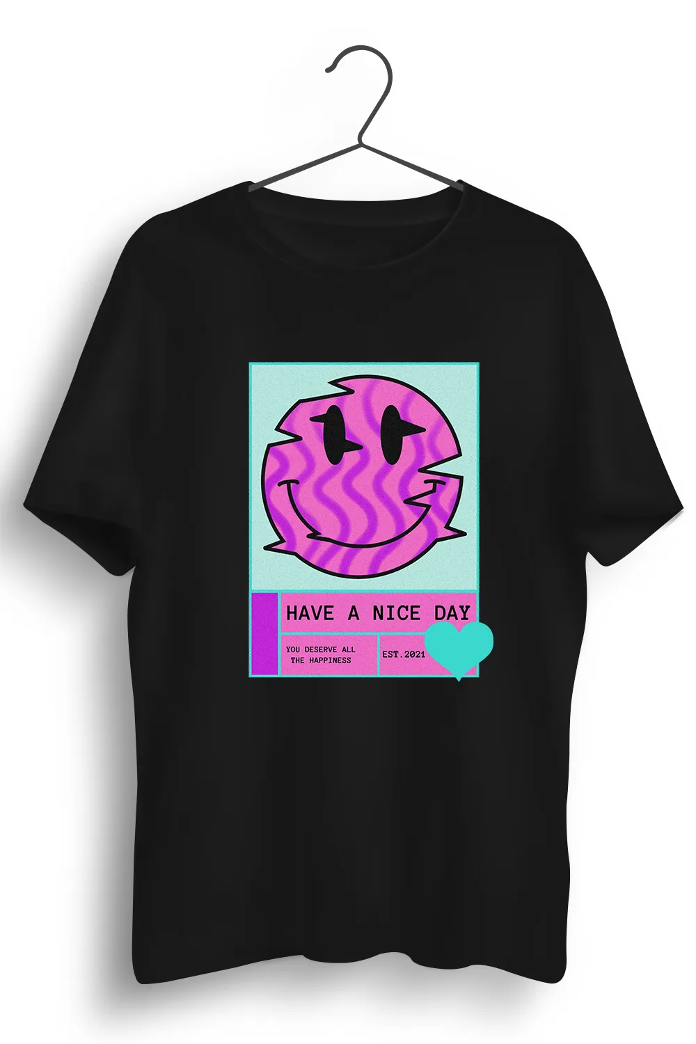 Nice Day Graphic Printed Black Tshirt