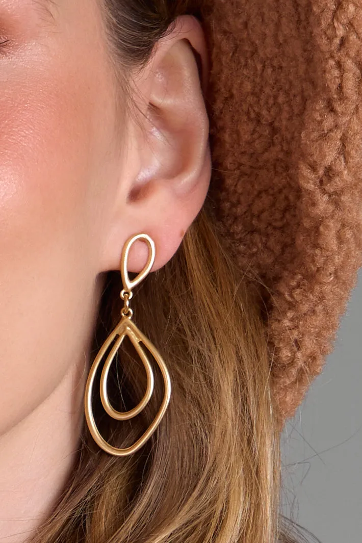 Open Double Oval Abstract Dangle Earrings