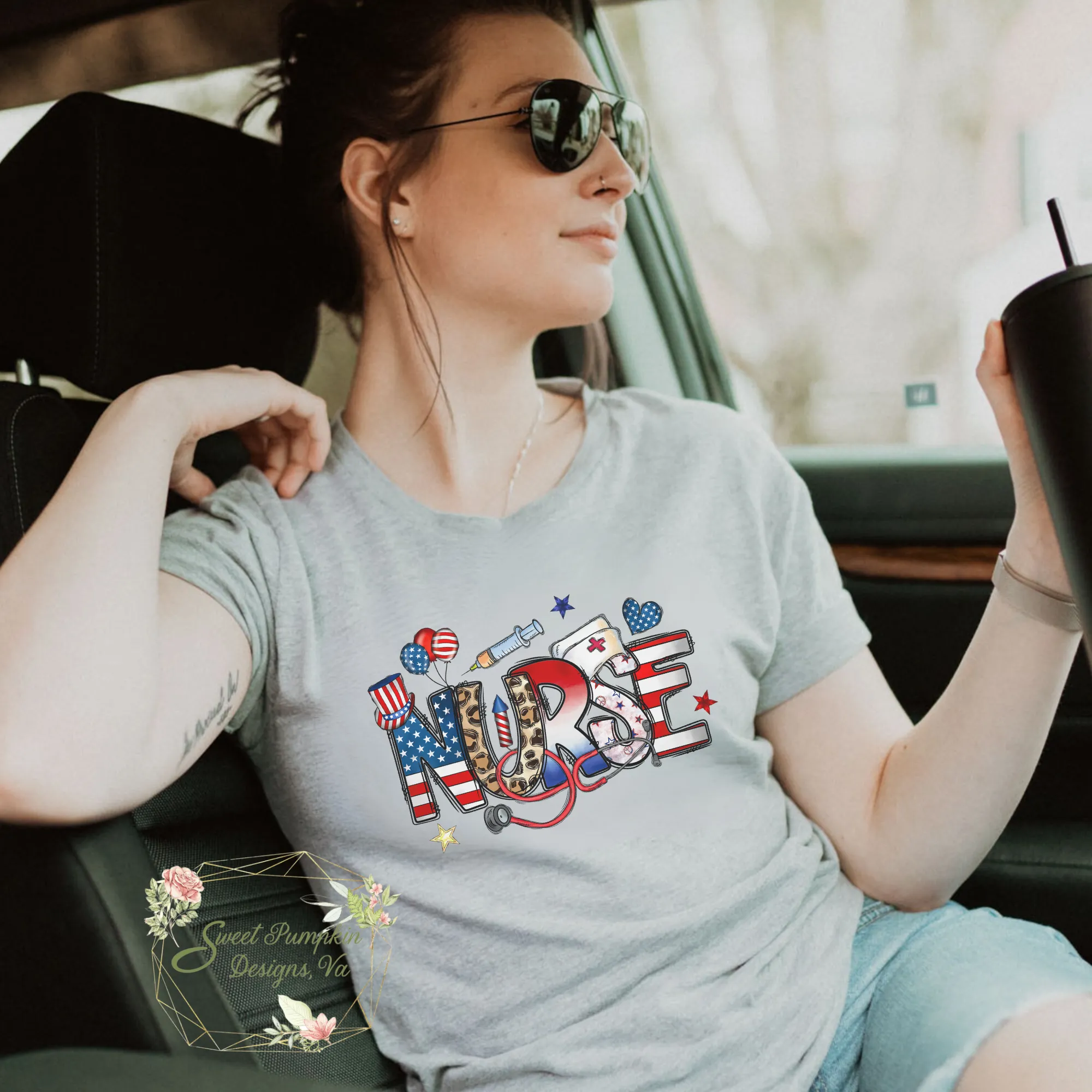 Patriotic Nurse Shirt for Women | Summer Nurse Outfit | America Nursing T-shirt