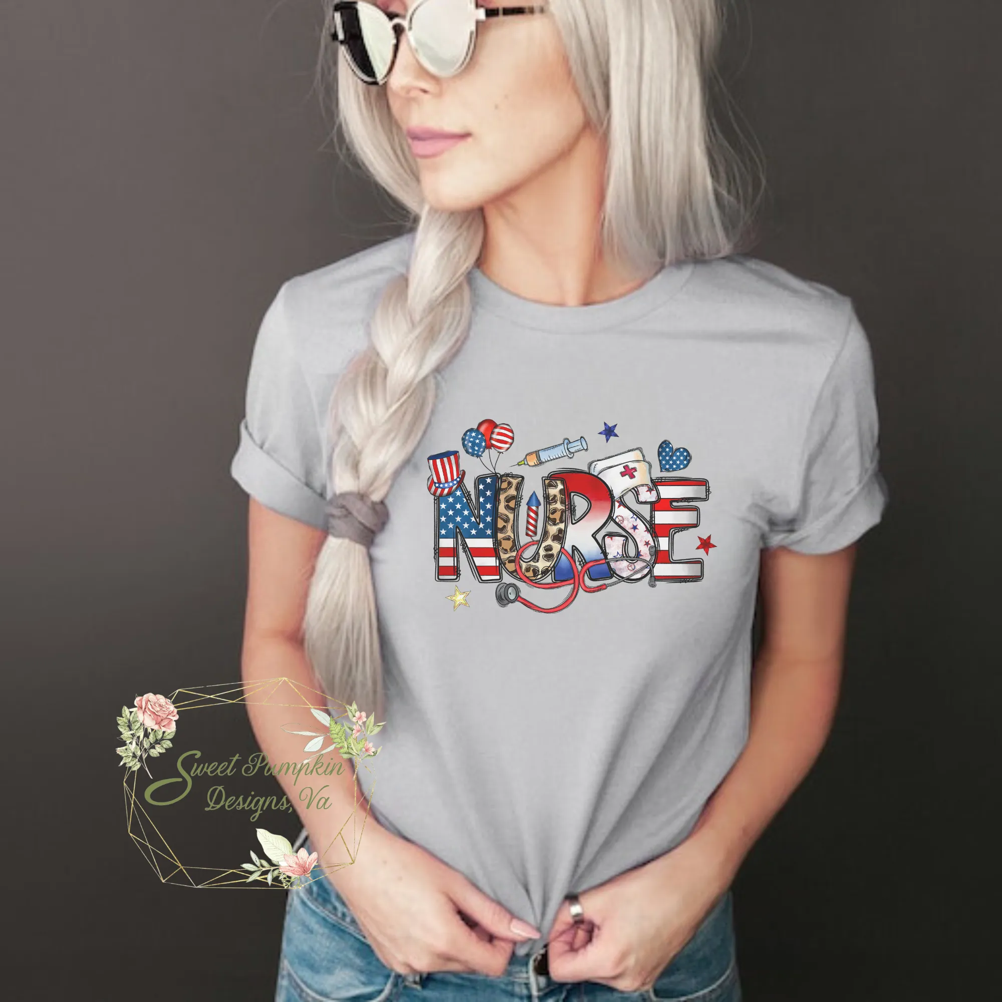 Patriotic Nurse Shirt for Women | Summer Nurse Outfit | America Nursing T-shirt