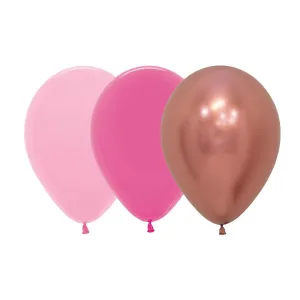 Pink & Rose Gold Balloons - 12 Pkt