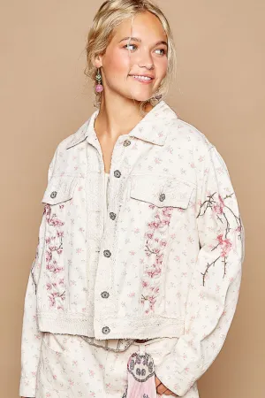 PINK EMBROIDERED DAINTY FLOWER ROSE JACKET