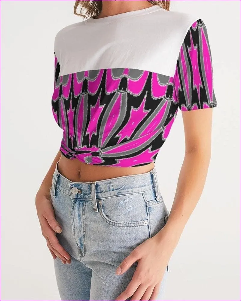 Pink Star  Womens Twist-Front Cropped Tee