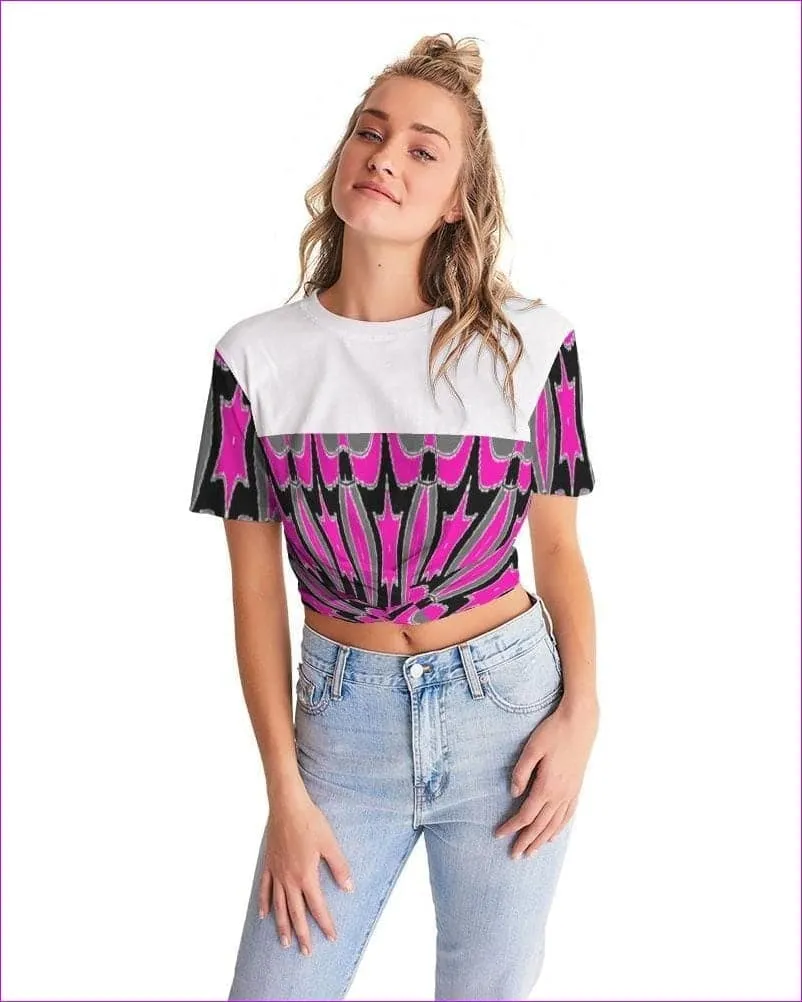 Pink Star  Womens Twist-Front Cropped Tee