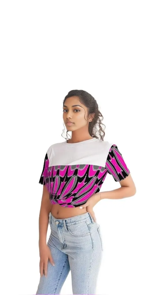 Pink Star  Womens Twist-Front Cropped Tee