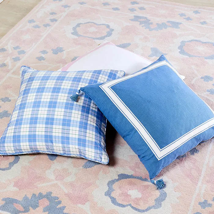 Porcelain Plaid in Silk Pillow