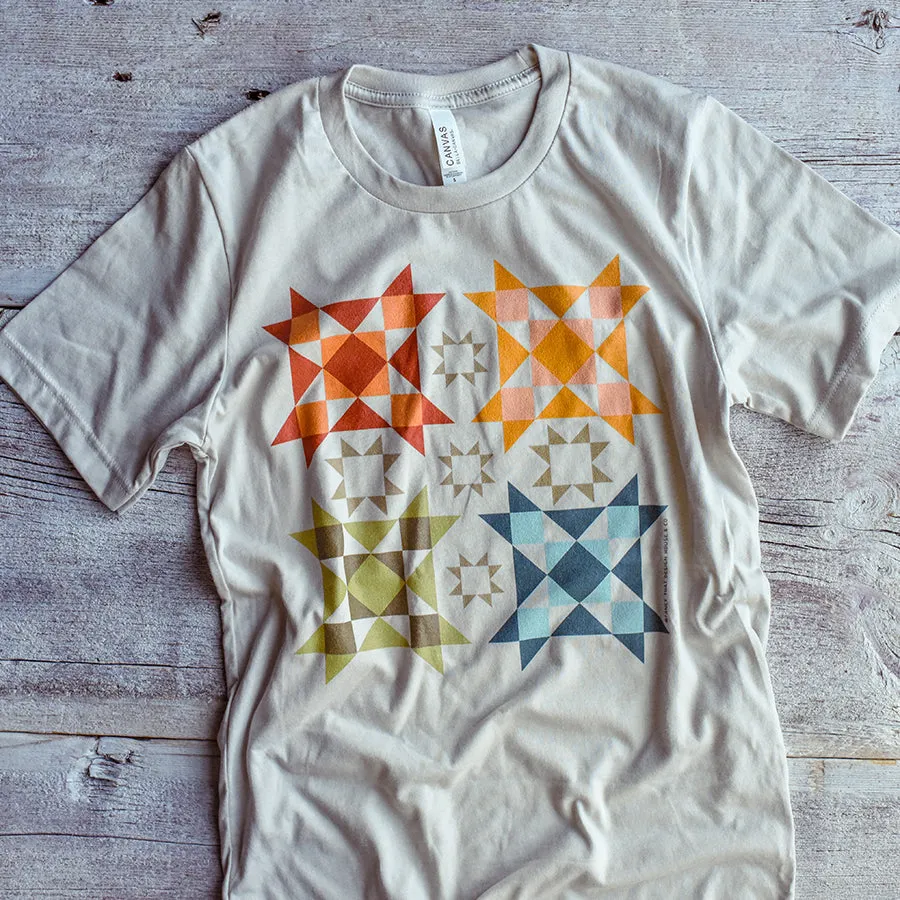 Quad Colorful Quilt Block Tee / T Shirt