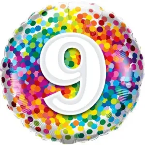 Rainbow Confetti 9th Foil Balloon