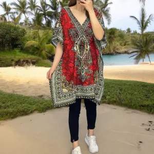 Red Printed Kaftans for Women