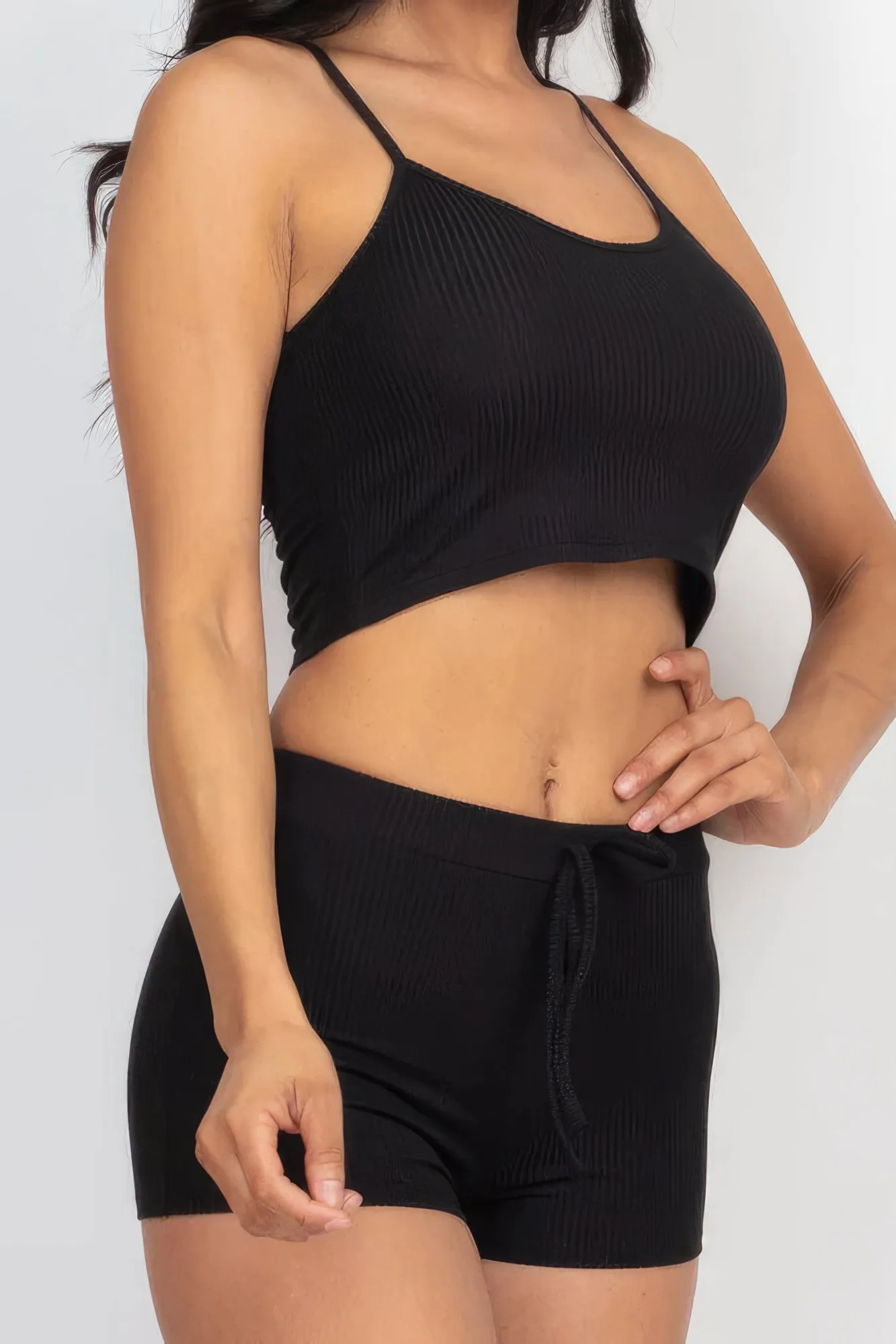 Ribbed Crop Cami Top & Shorts Outfit Set