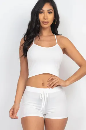 Ribbed Crop Cami Top & Women's Shorts Set