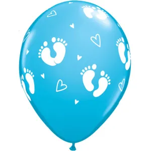 Robin's Egg Baby Footprints & Hearts Balloon