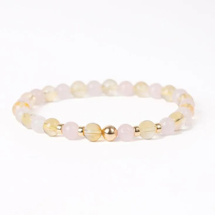 Rose Quartz and Citrine Gemstone Bracelet - 6mm