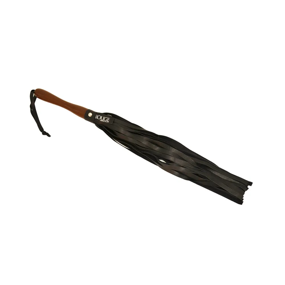 Rouge Leather Wooden Handle Flogger Black