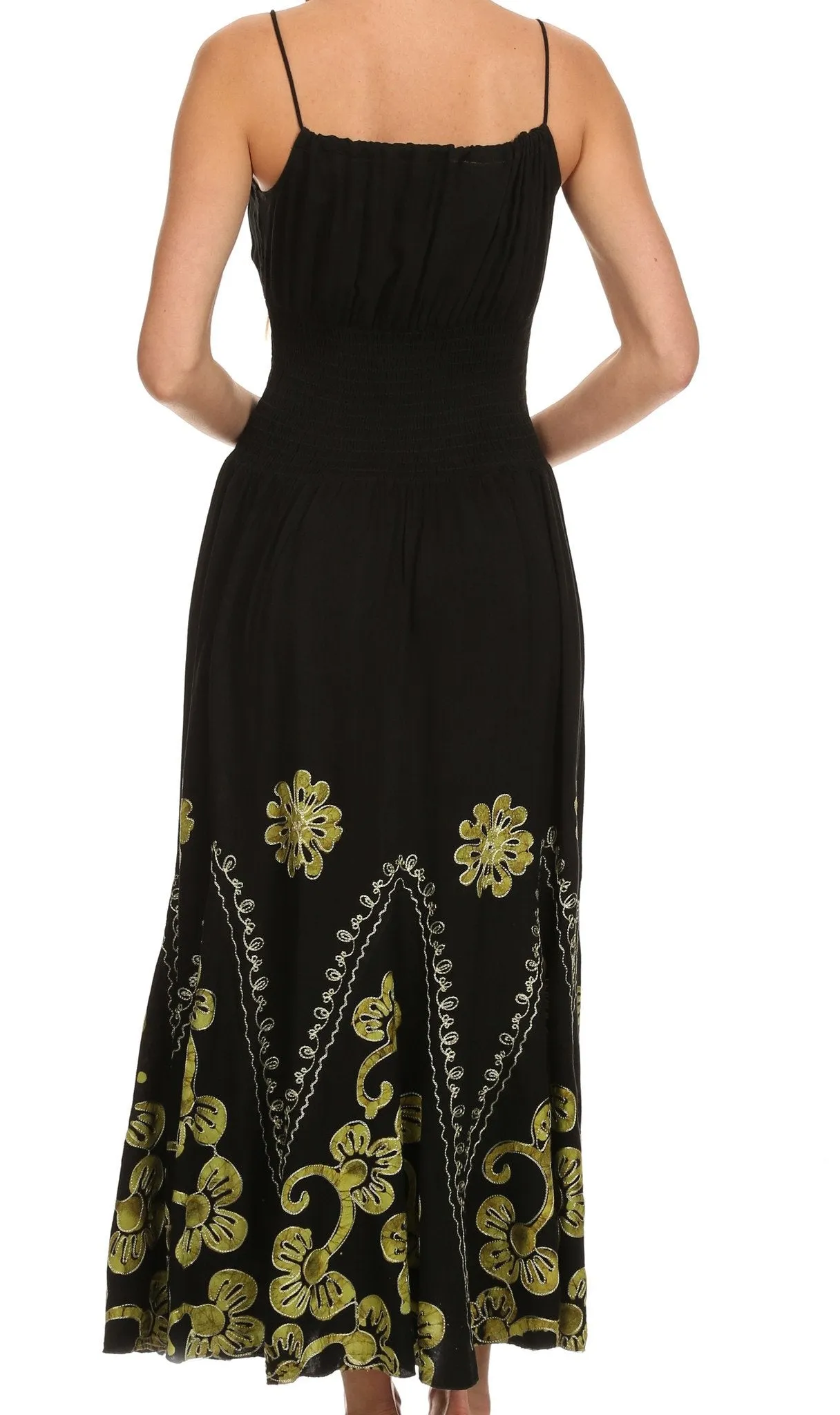 Sakkas Batik Embroidered Empire Waist Dress