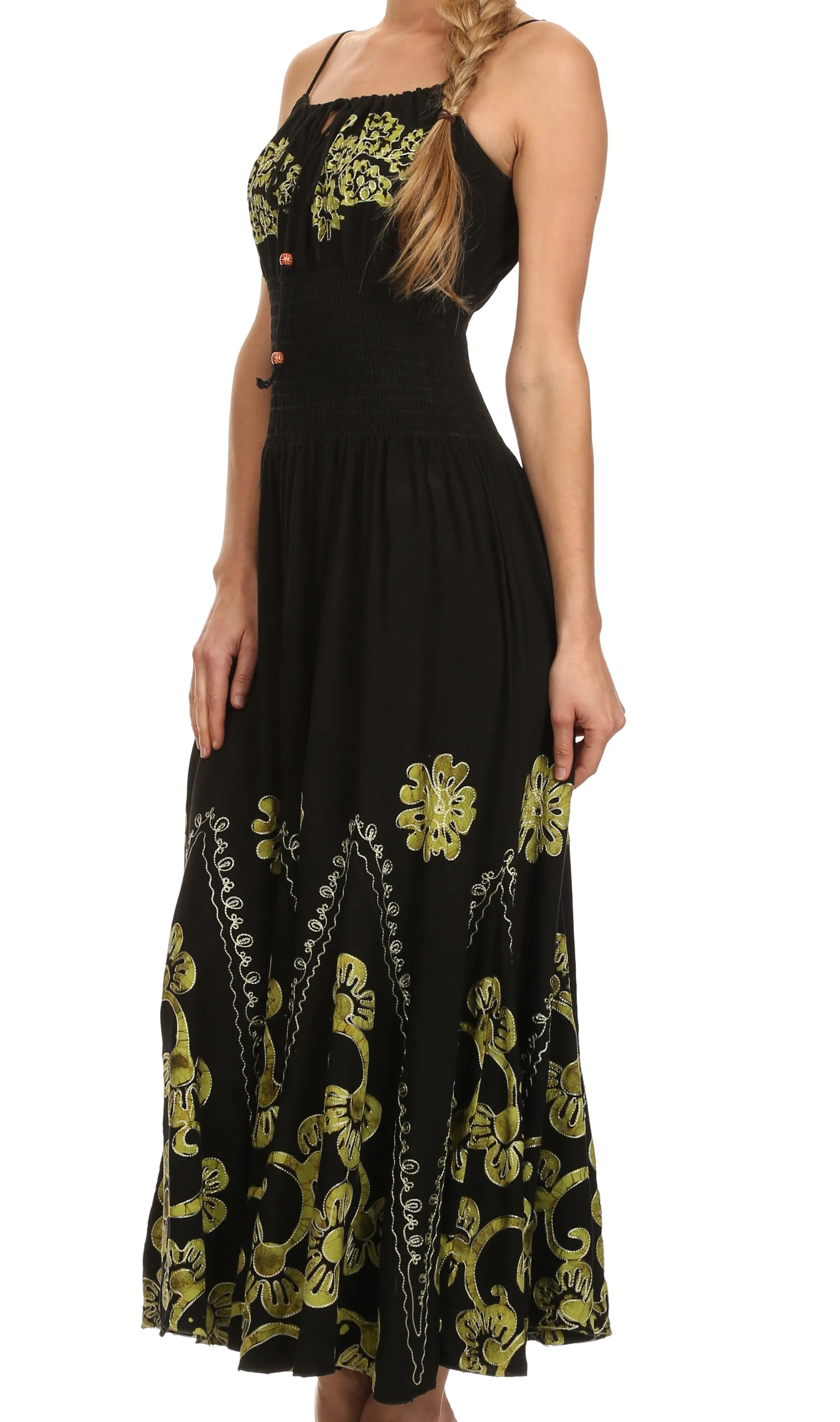 Sakkas Batik Embroidered Empire Waist Dress