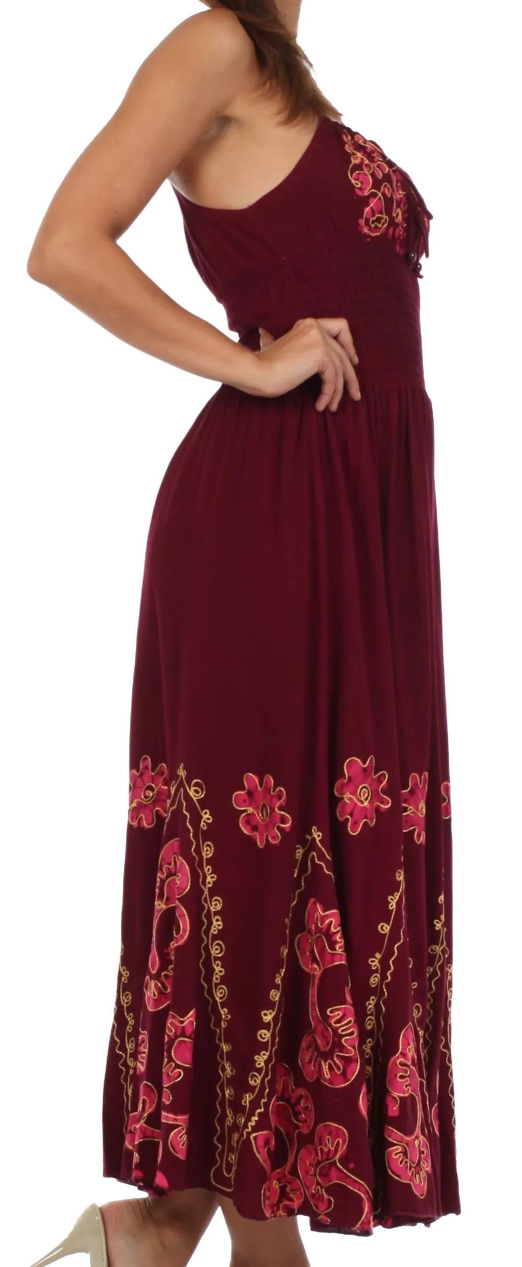 Sakkas Batik Embroidered Empire Waist Dress