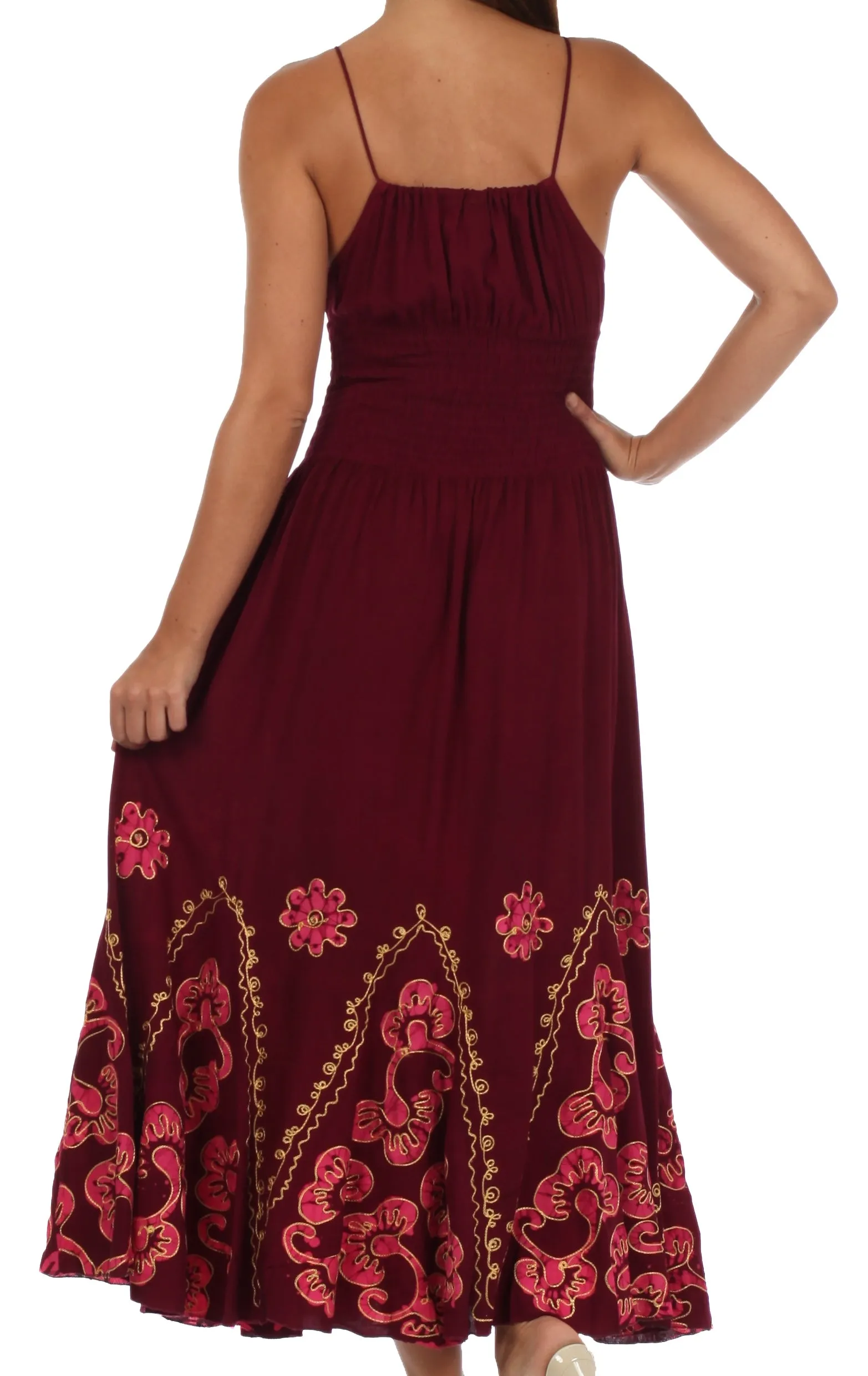 Sakkas Batik Embroidered Empire Waist Dress