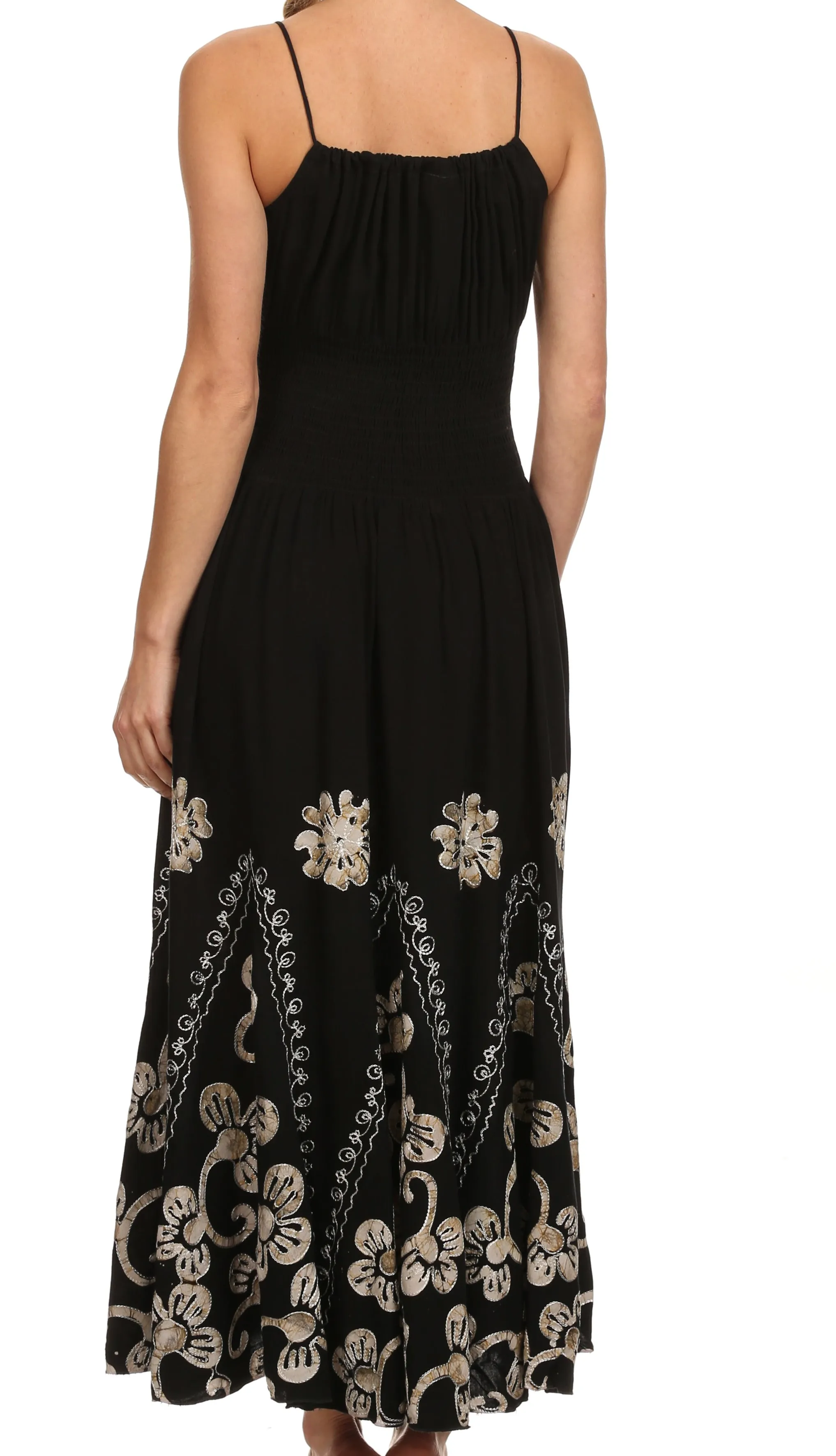 Sakkas Batik Embroidered Empire Waist Dress