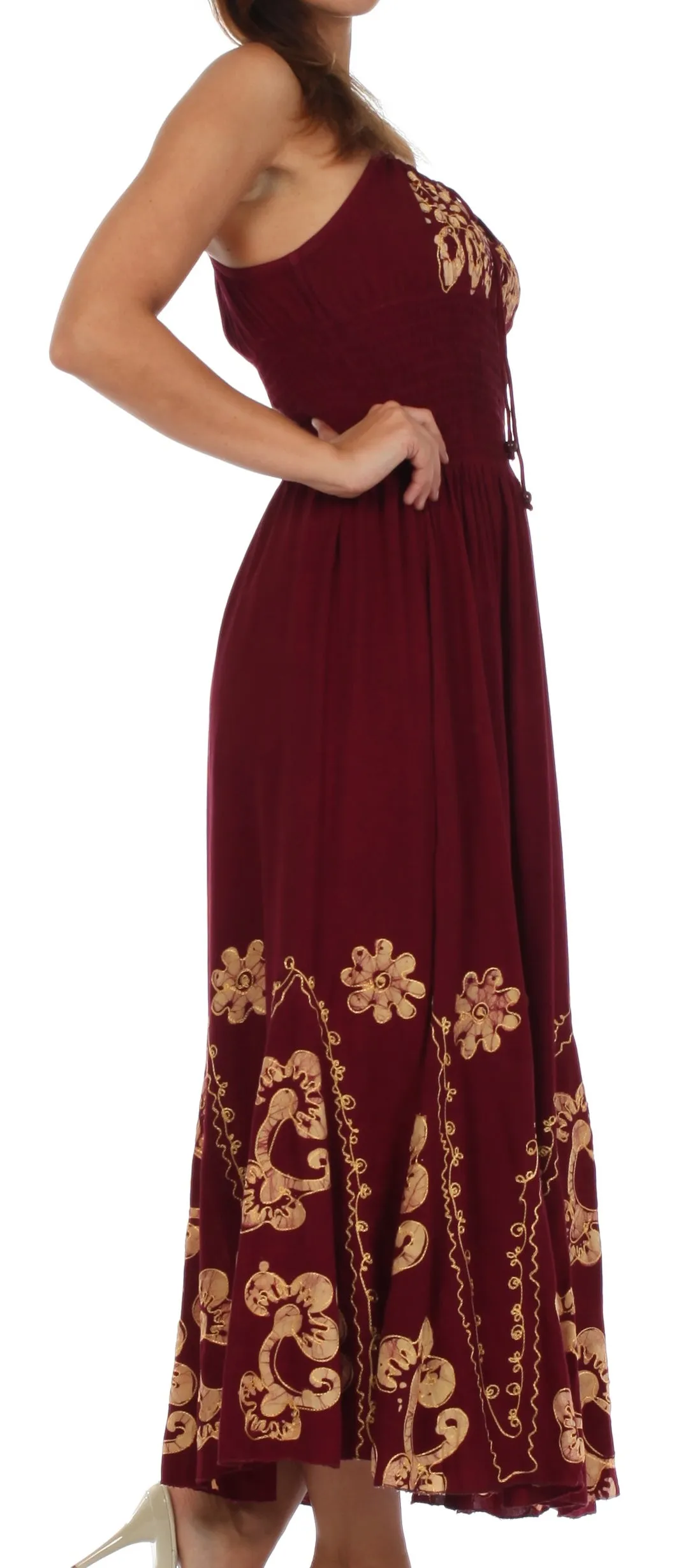 Sakkas Batik Embroidered Empire Waist Dress