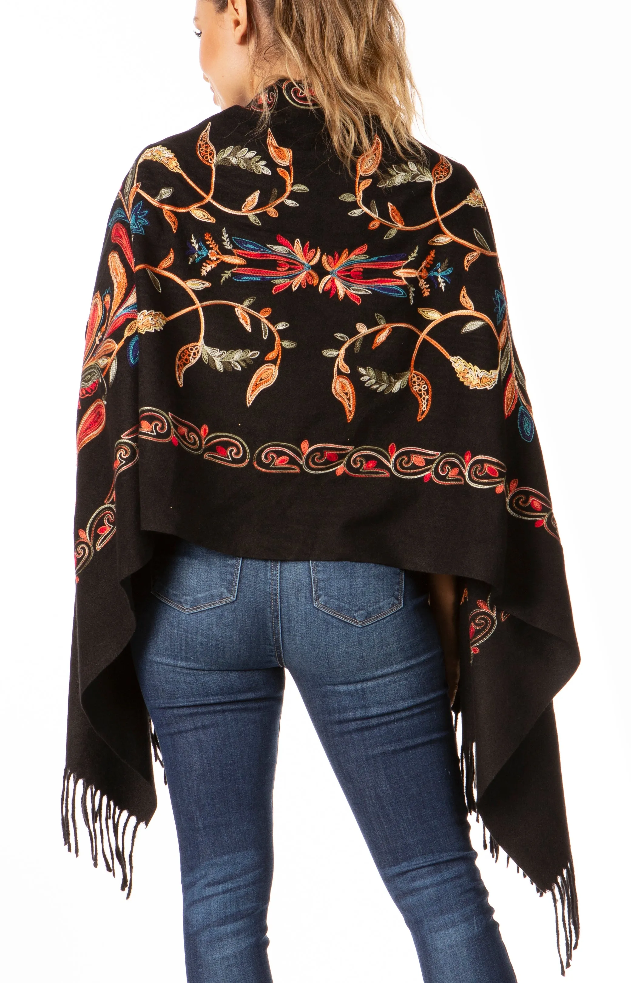 Sakkas Ginata Women's Large Casual Super Soft Embroidery Scarf Shawl Wrap Stole