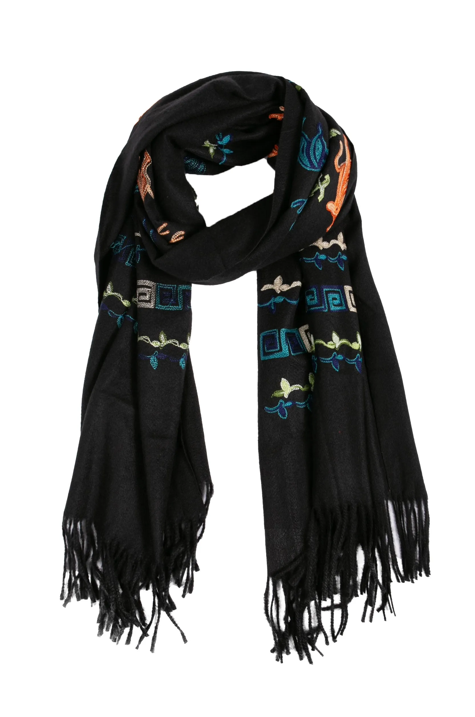 Sakkas Ginata Women's Large Casual Super Soft Embroidery Scarf Shawl Wrap Stole