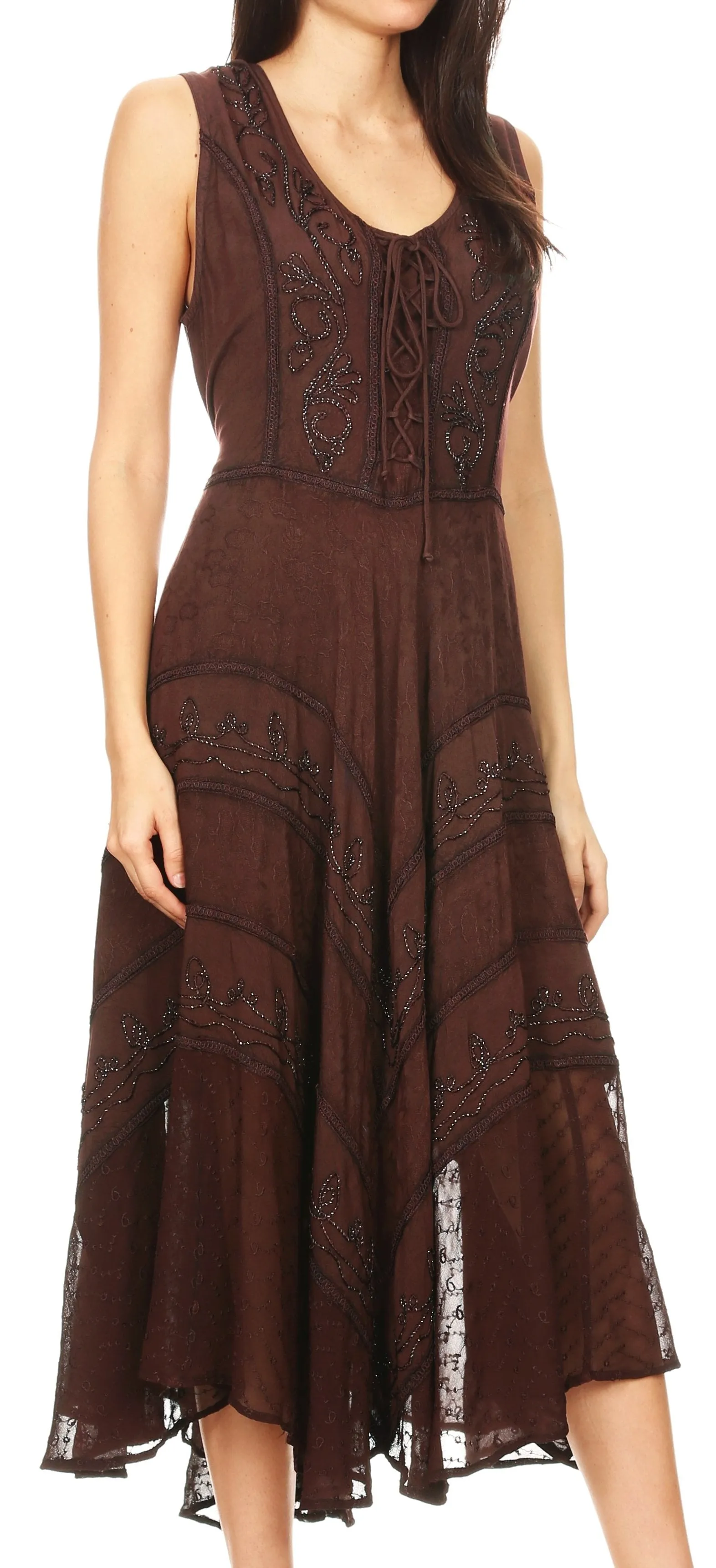 Sakkas Kevina Stonewashed Rayon Embroidered Dress