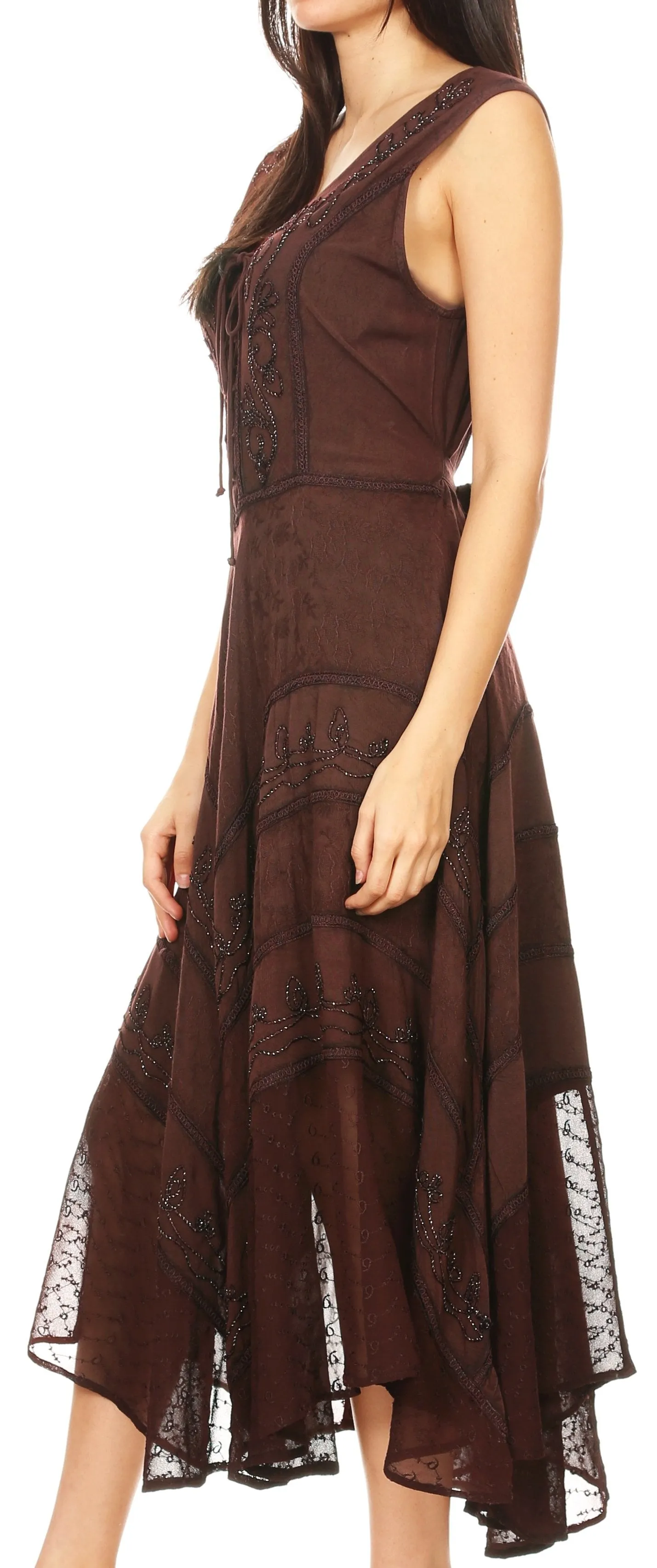 Sakkas Kevina Stonewashed Rayon Embroidered Dress