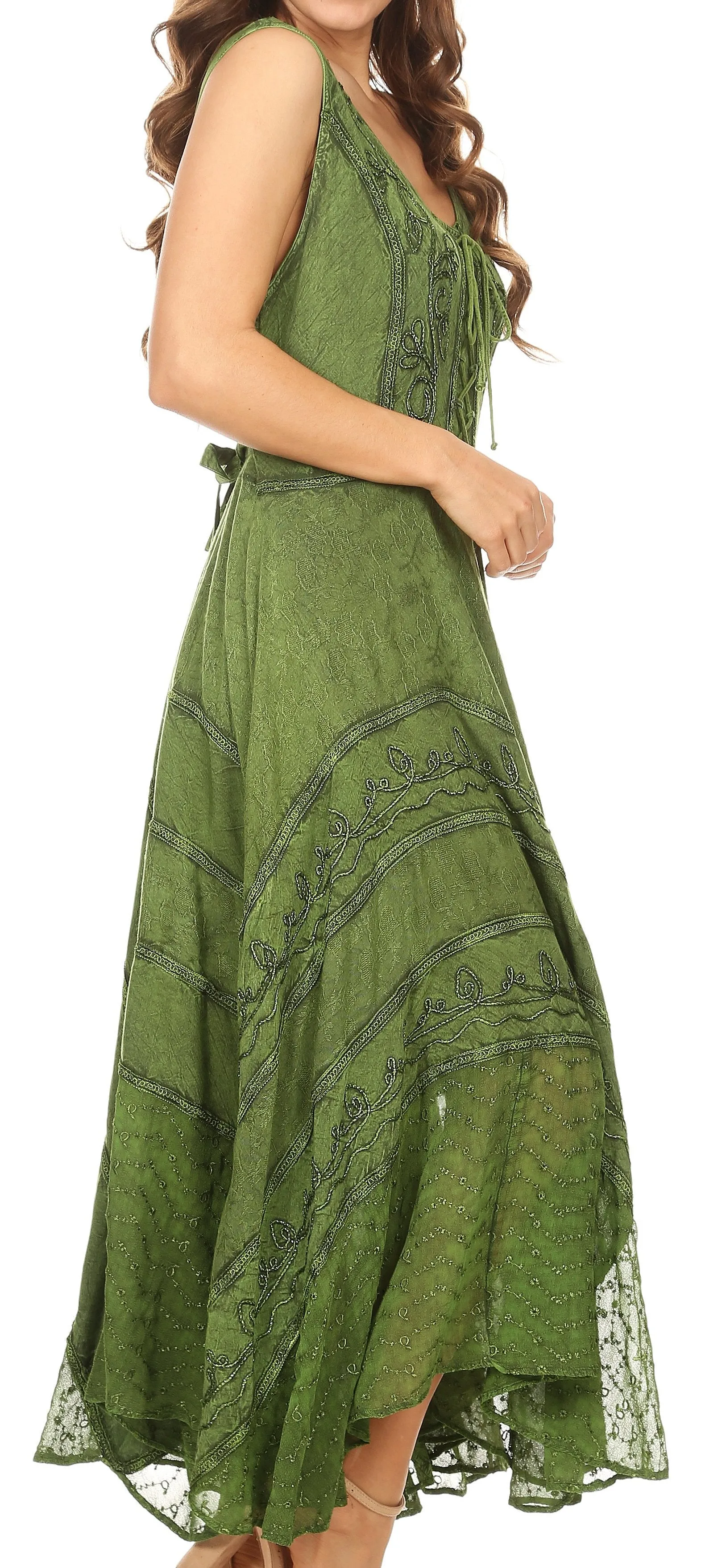 Sakkas Kevina Stonewashed Rayon Embroidered Dress