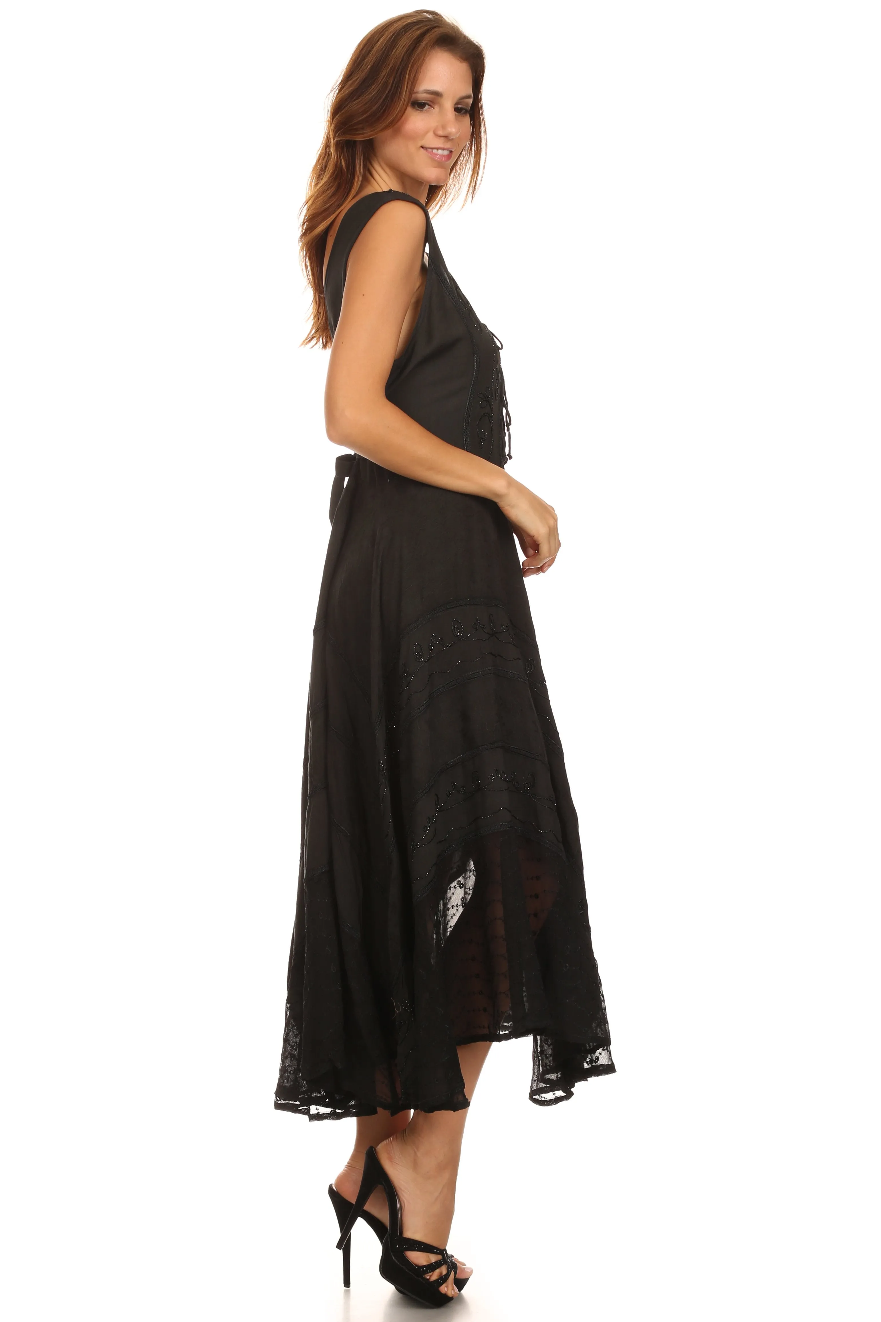 Sakkas Kevina Stonewashed Rayon Embroidered Dress