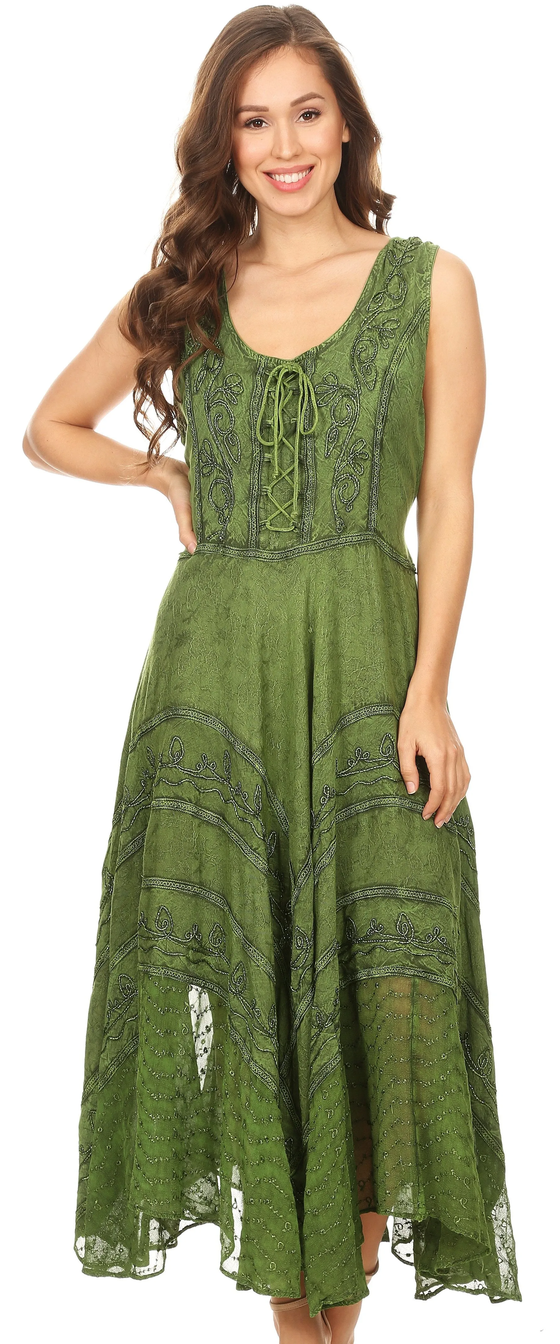 Sakkas Kevina Stonewashed Rayon Embroidered Dress