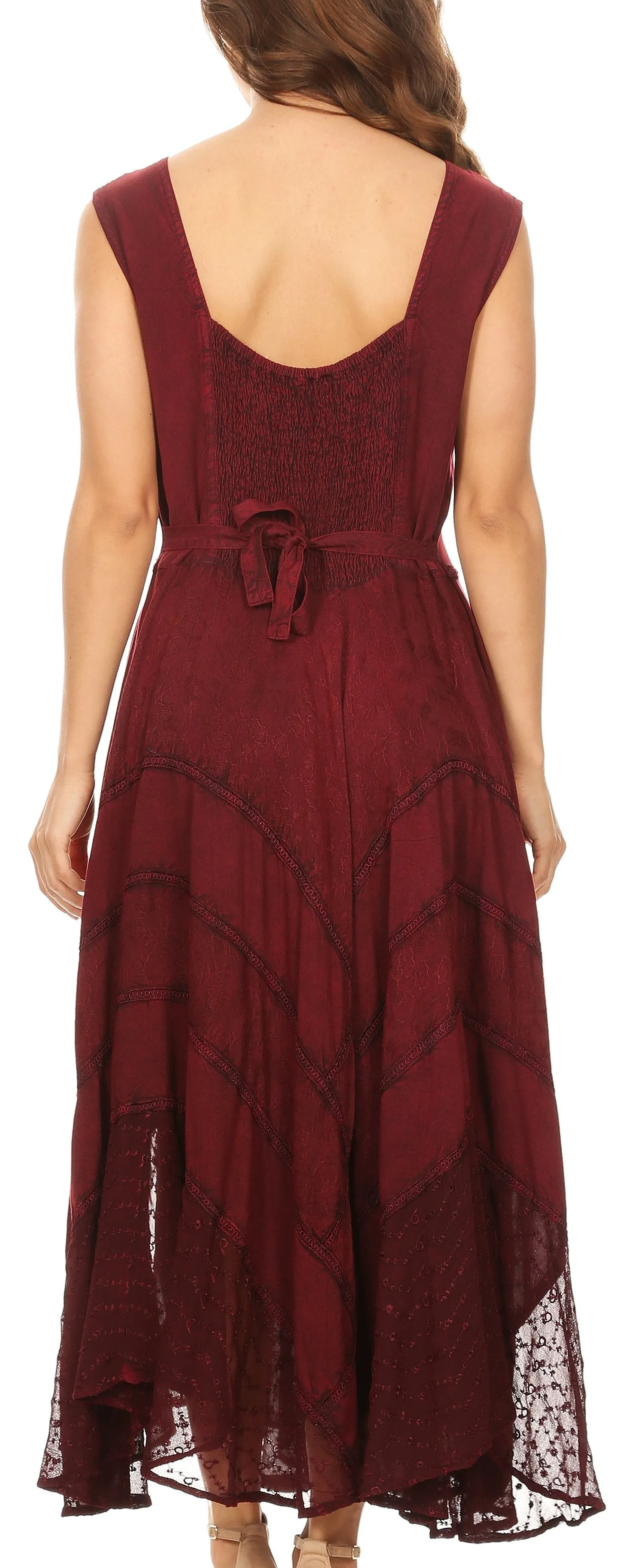 Sakkas Kevina Stonewashed Rayon Embroidered Dress