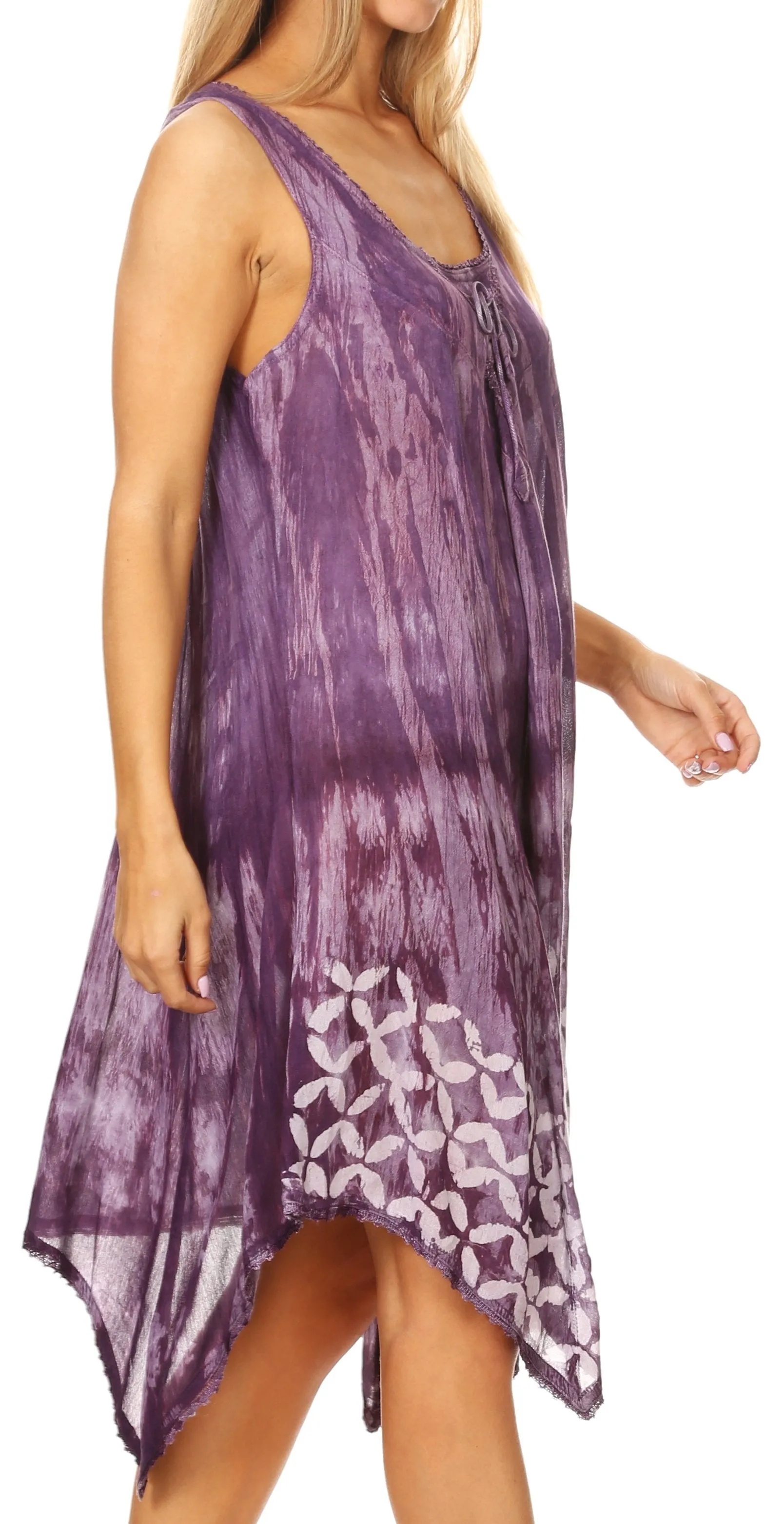 Sakkas Mily Women's Swing Loose Sleeveless Tie Dye Short Cocktail Dress Cover-up