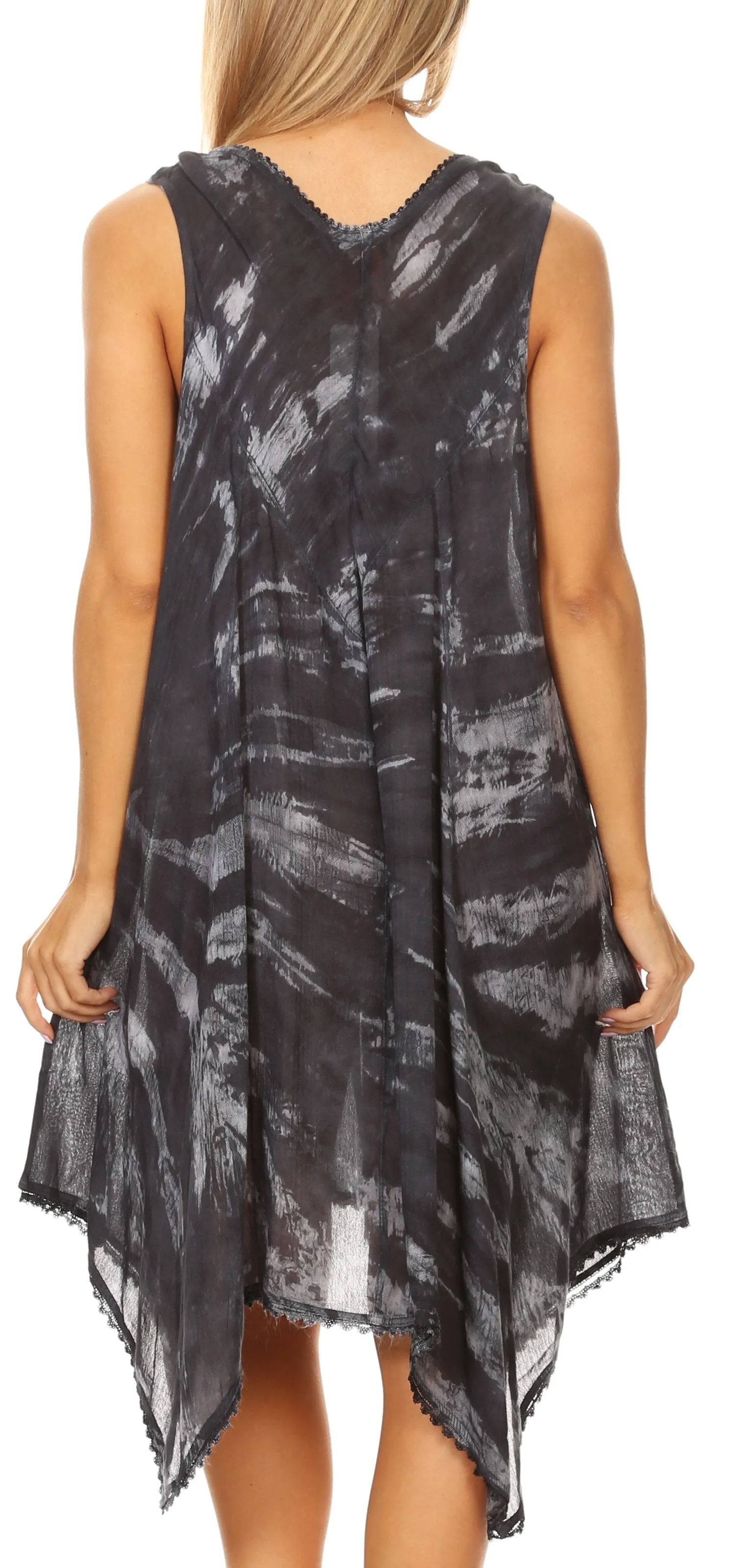 Sakkas Mily Women's Swing Loose Sleeveless Tie Dye Short Cocktail Dress Cover-up