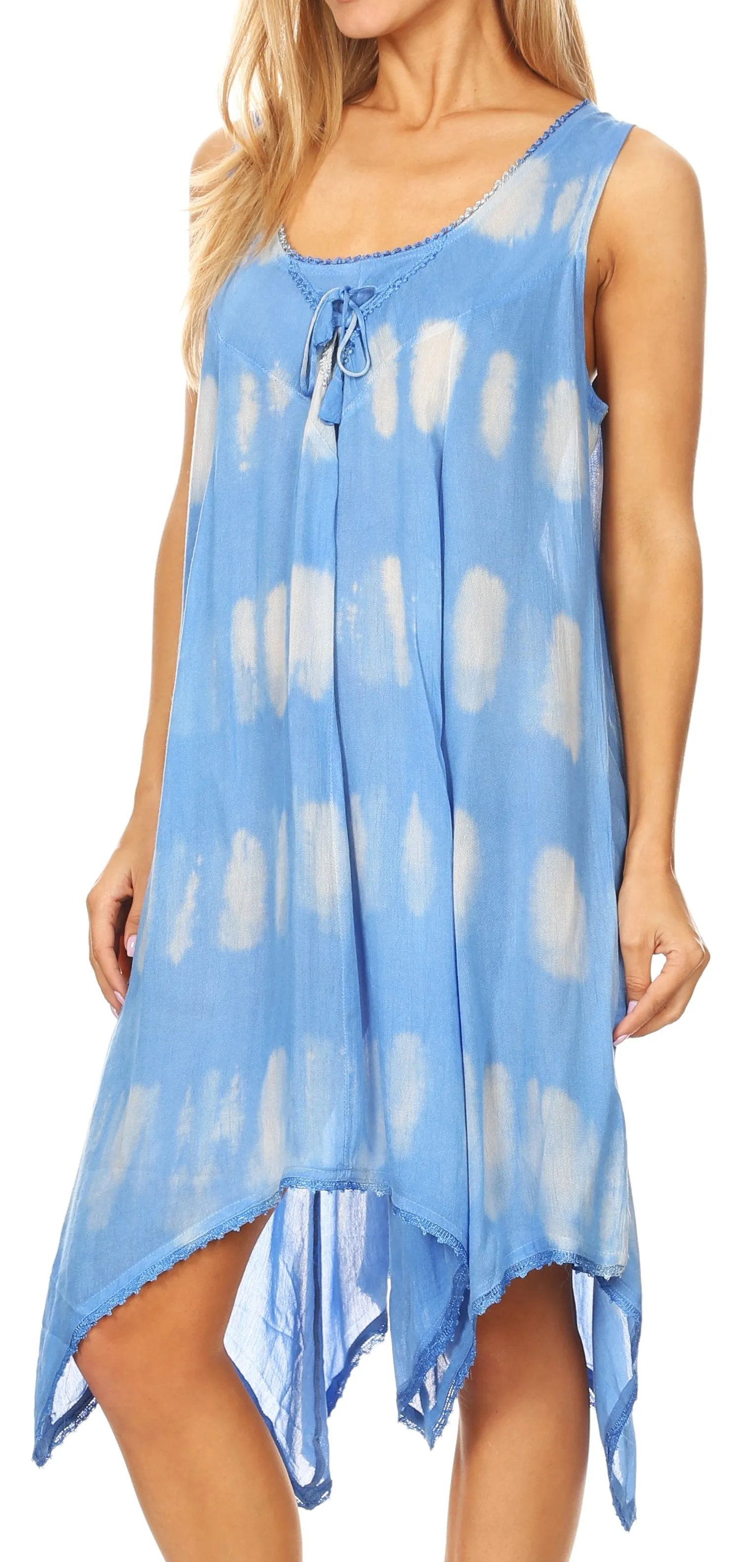 Sakkas Mily Women's Swing Loose Sleeveless Tie Dye Short Cocktail Dress Cover-up