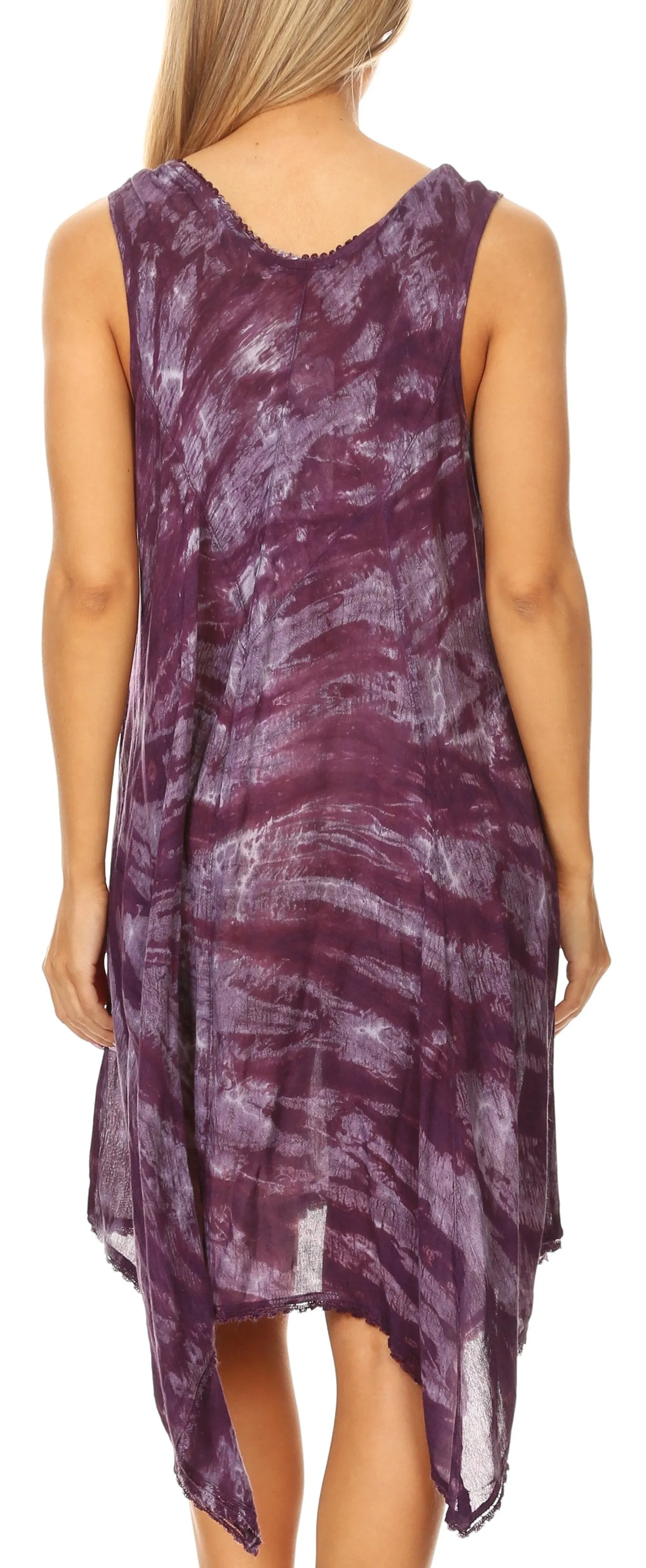 Sakkas Mily Women's Swing Loose Sleeveless Tie Dye Short Cocktail Dress Cover-up