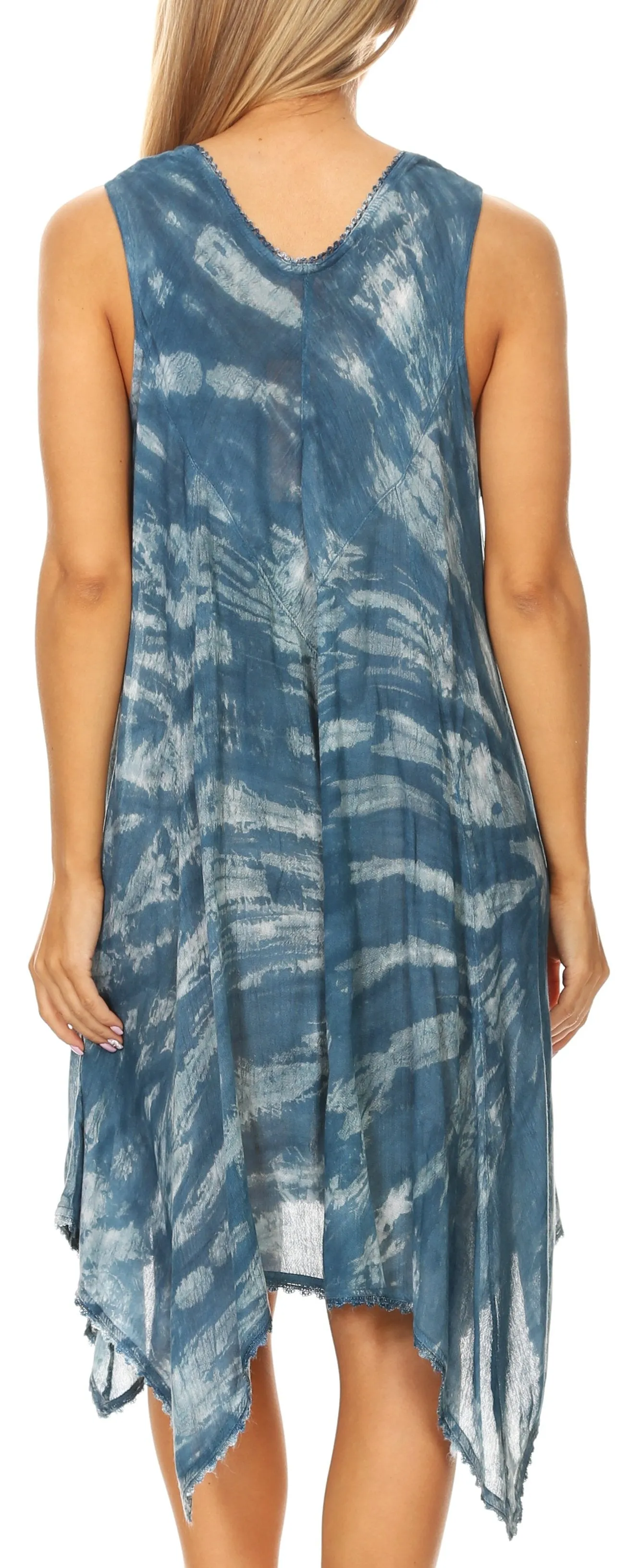 Sakkas Mily Women's Swing Loose Sleeveless Tie Dye Short Cocktail Dress Cover-up