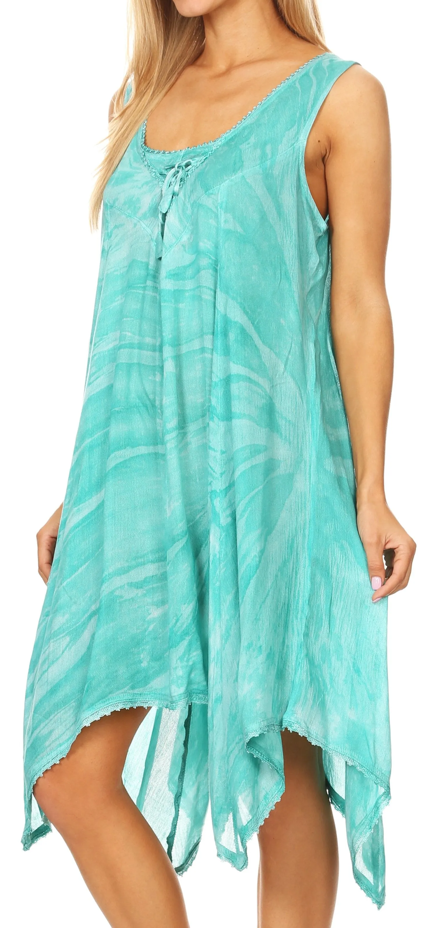 Sakkas Mily Women's Swing Loose Sleeveless Tie Dye Short Cocktail Dress Cover-up