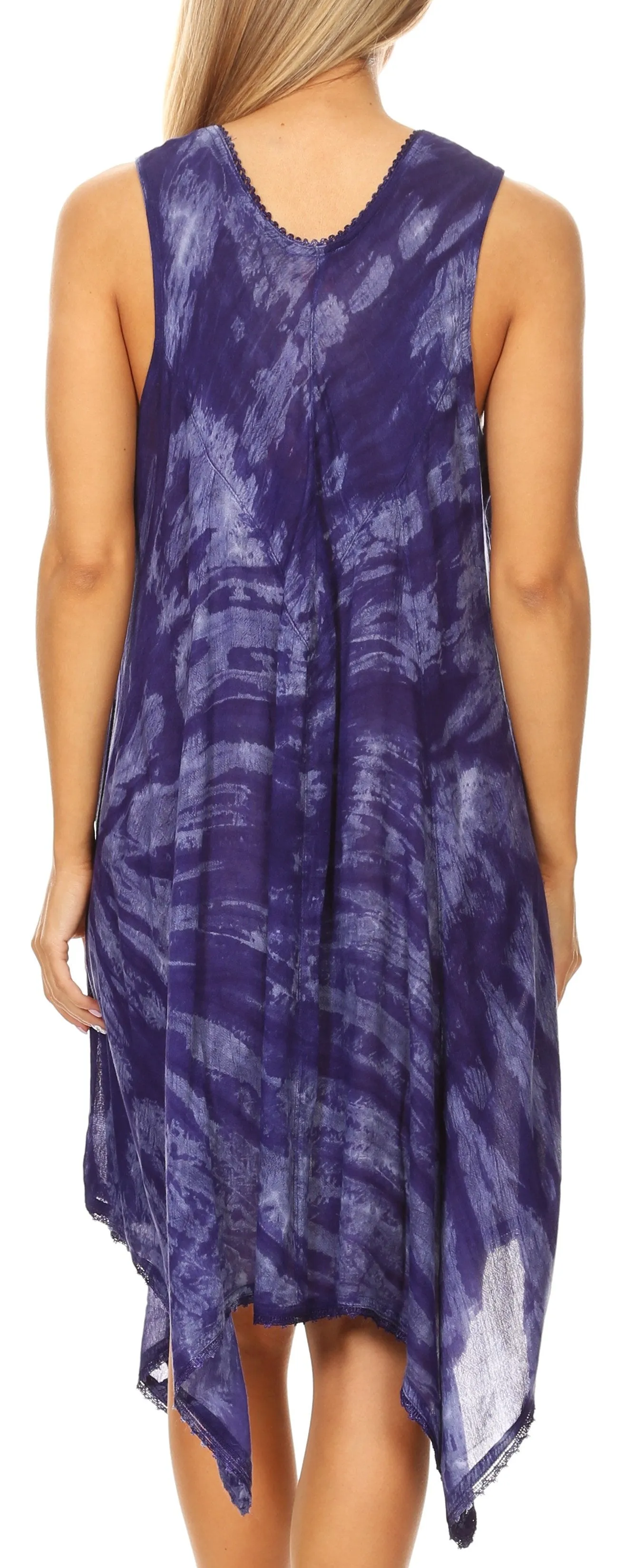 Sakkas Mily Women's Swing Loose Sleeveless Tie Dye Short Cocktail Dress Cover-up