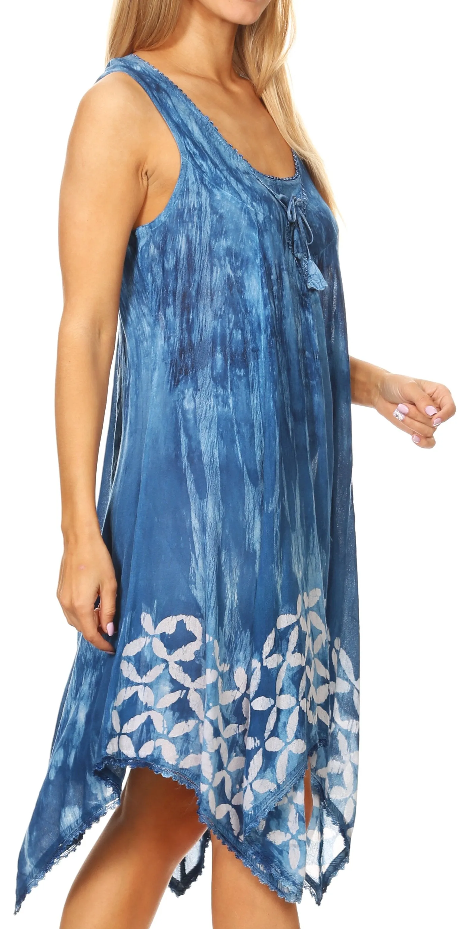 Sakkas Mily Women's Swing Loose Sleeveless Tie Dye Short Cocktail Dress Cover-up