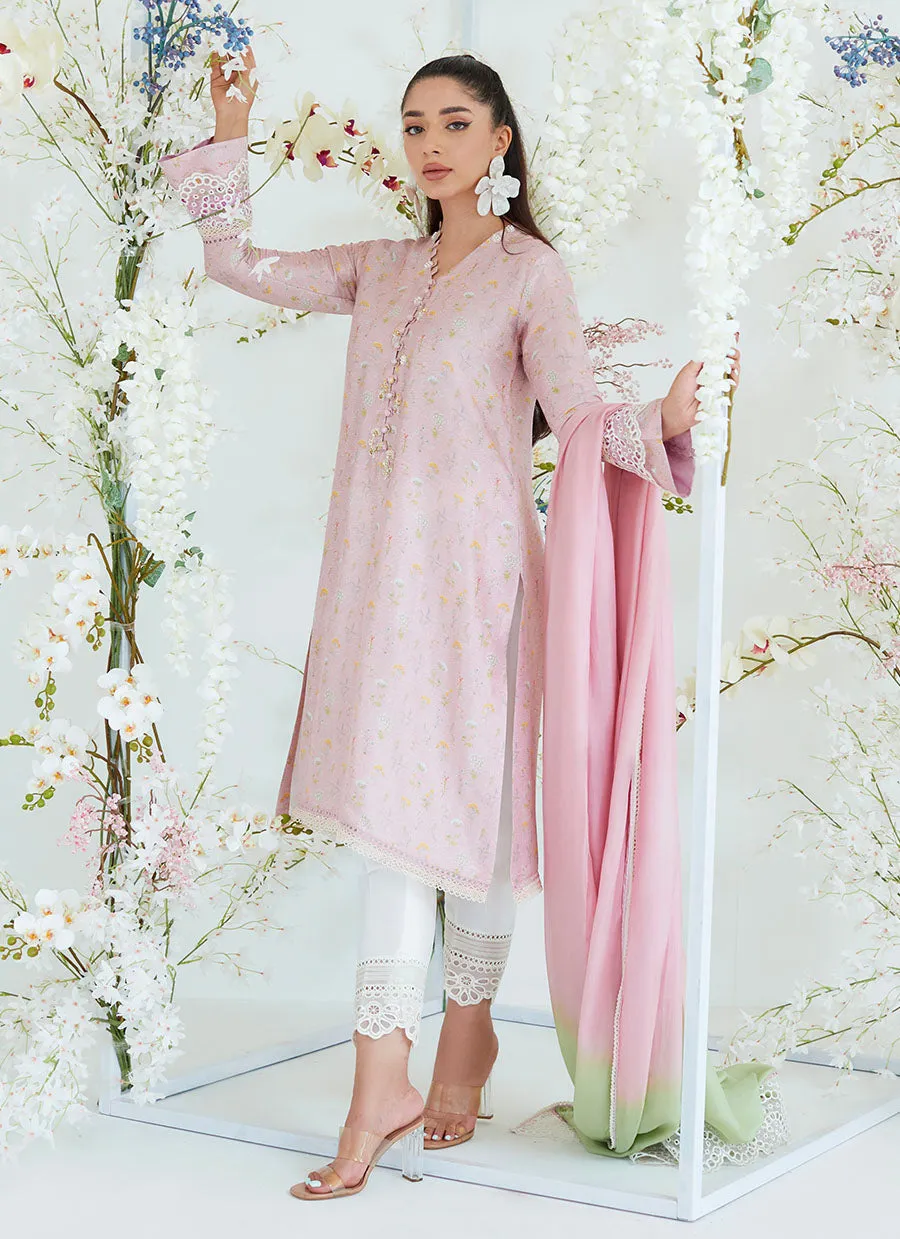 Sansa Chai Pink Shirt with Ombre Dupatta