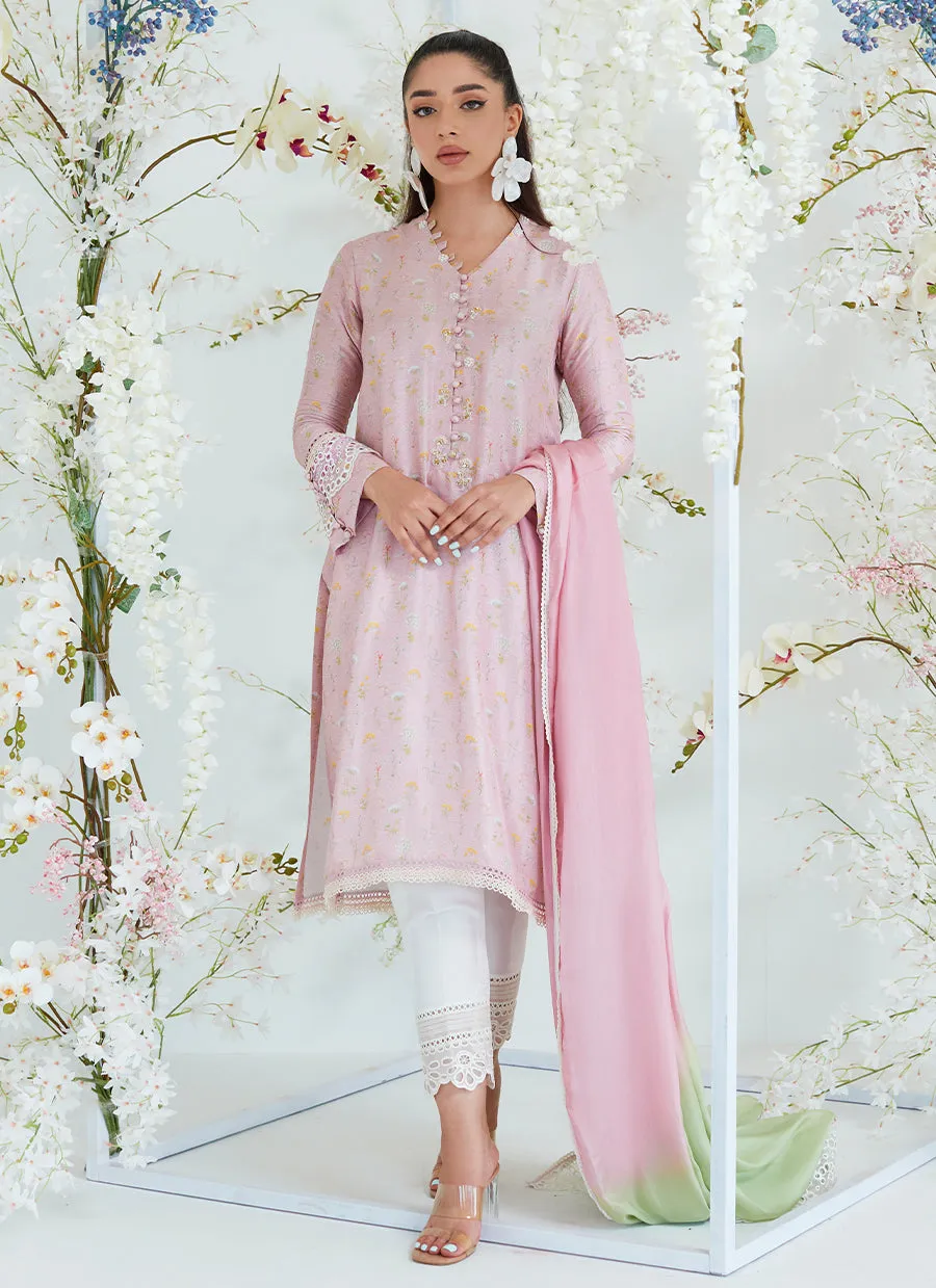 Sansa Chai Pink Shirt with Ombre Dupatta