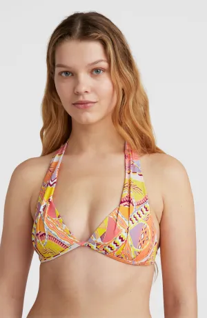 Sao Mix Mould Halter Bikini Top | Yellow Scarf Print